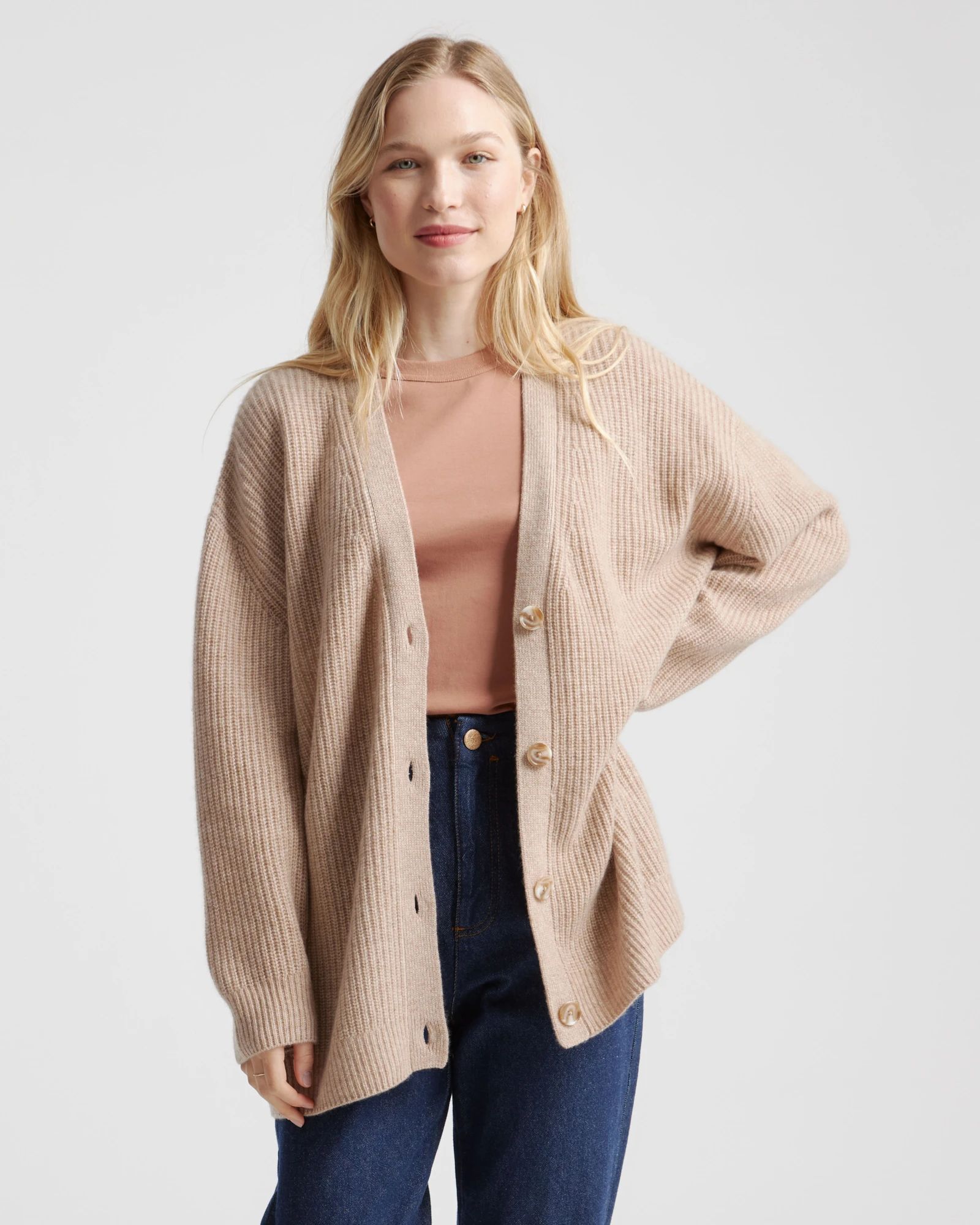 Mongolian Cashmere Oversized Boyfriend Cardigan Sweater | Quince