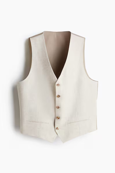 H & M - Slim-Fit Linen Suit Vest - White | H&M (US + CA)