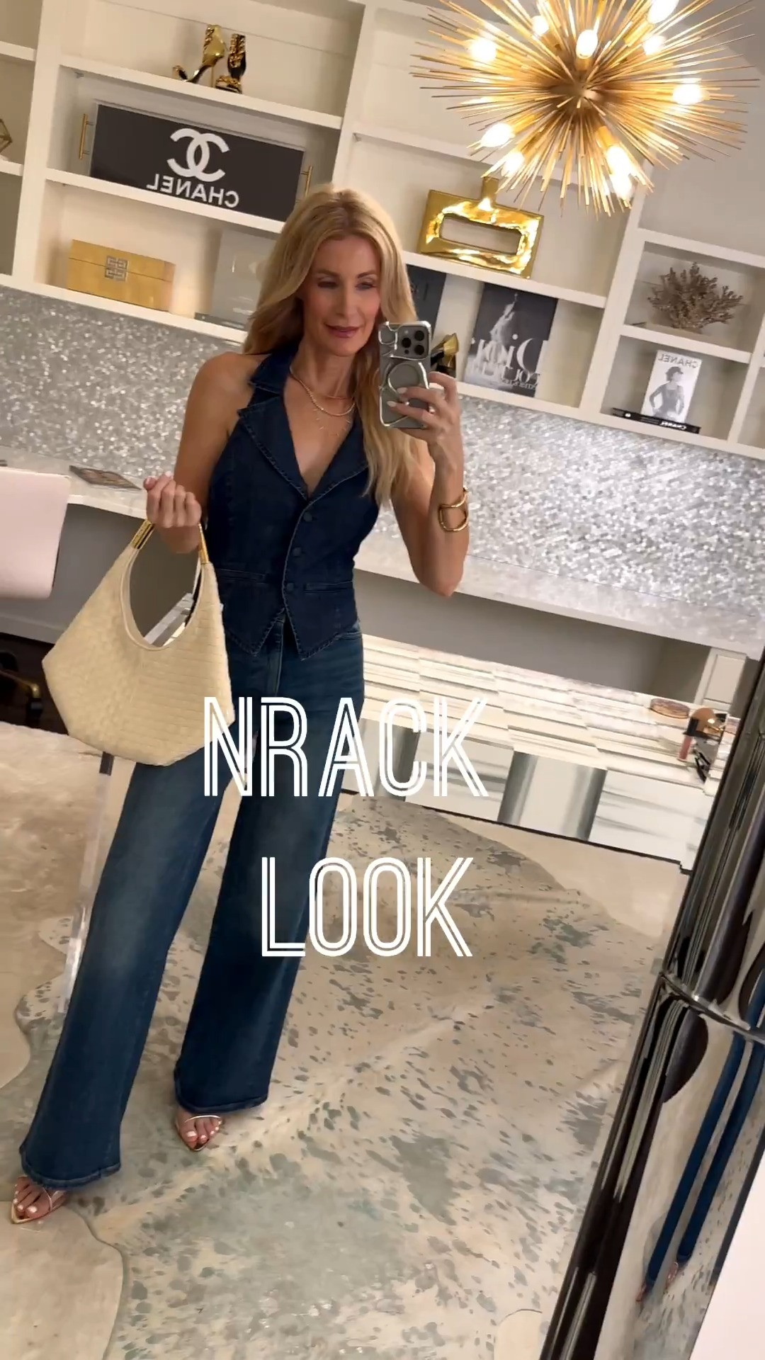 Head-to-toe Nordstrom Rack and I’m obsessed with this double denim look. ✨ A matching denim set is always so chic, and the monochromatic look creates such a flattering, elongating silhouette. This dark denim halter top has an amazing fit and is incredibly flattering, while these dark wash high-waisted wide-leg jeans will give you legs for days. The best part? Both pieces are on sale and run true to size. I’m wearing an XS in the top and a 24 in the jeans. Linked in my LTK 

#LTKOver40#LTKSaleAlert 

 

#LTKootd