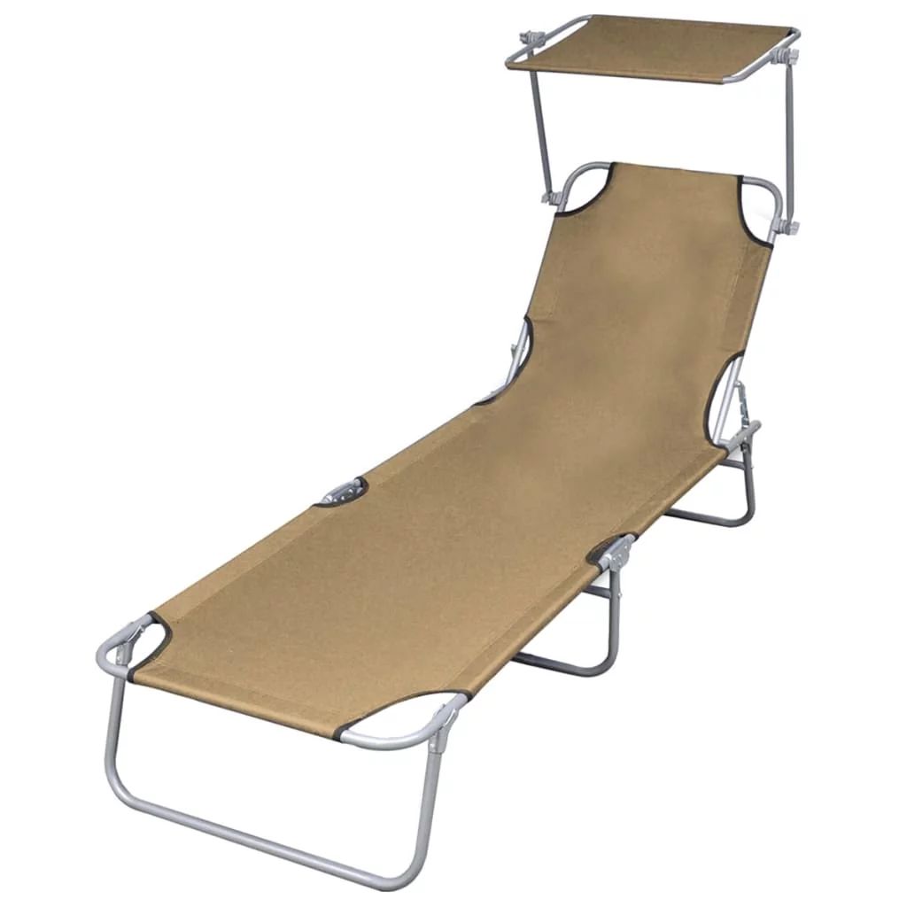 Stop Now-Reclining Beach Chair, Folding Sun Lounger Chaise with Adjustable Canopy | Walmart (US)