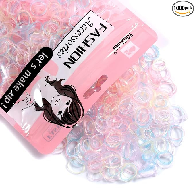 Youxuan Mini Hair Elastics for Girls Transparent Rubber Bands, 1000 PCS, Multi Color | Amazon (US)