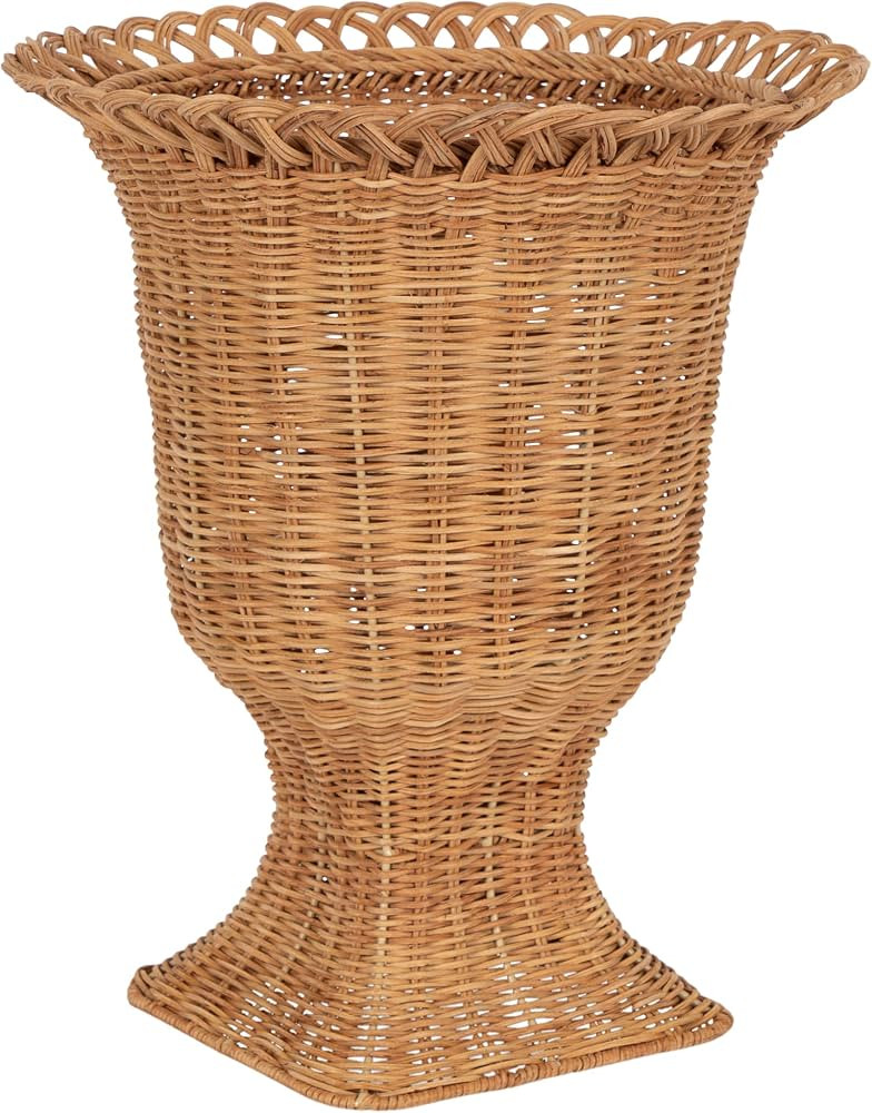 Kate and Laurel Ascona Modern Tabletop Round Rattan Planter Pot Basket | Amazon (US)