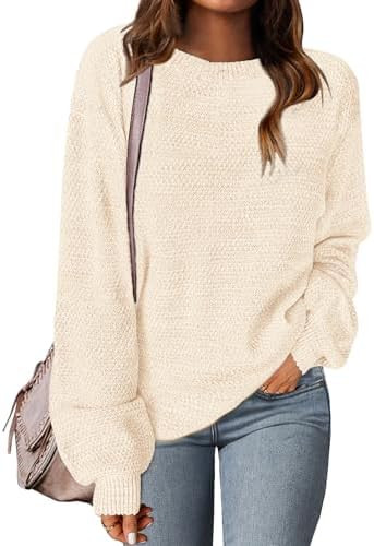 MEROKEETY Sweaters for Women 2025 Fall Winter Oversized Pullover Crew Neck Long Sleeve Heathered ... | Amazon (US)
