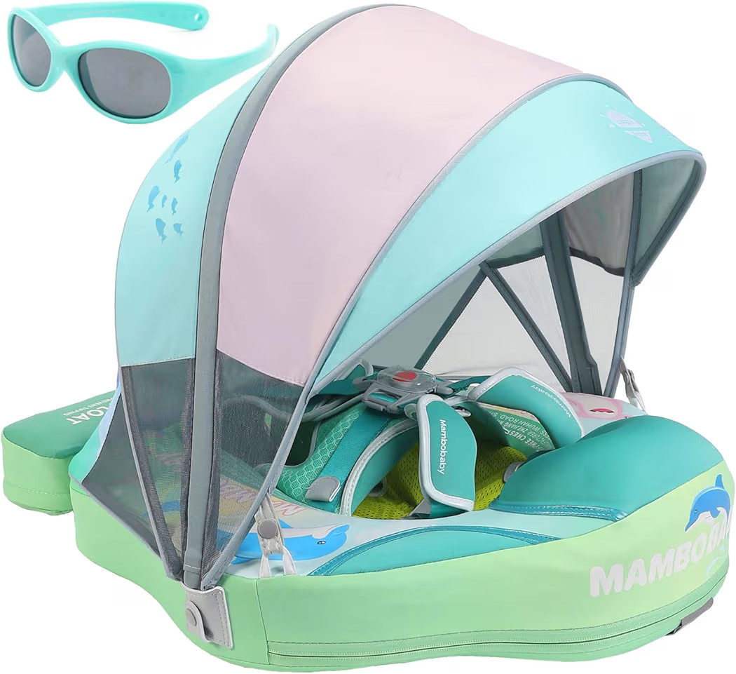 Mambobaby Float with Canopy and Tail New Upgraded Non-Inflatable Baby Pool Float Mambo Float Swim... | Amazon (US)