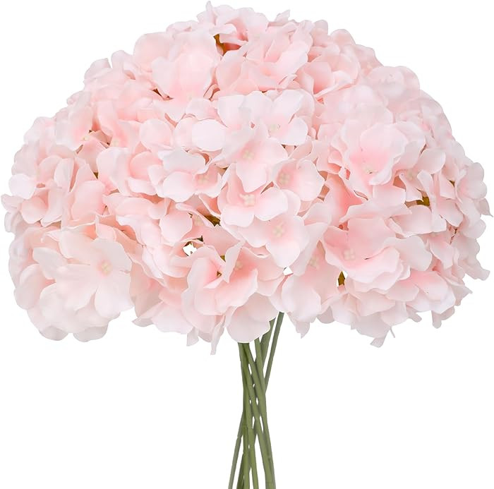 Fake Pink Hydrangea Artificial Flowers - Faux Silk Hydrangeas Flowers Heads with Stems Real Touch... | Amazon (CA)