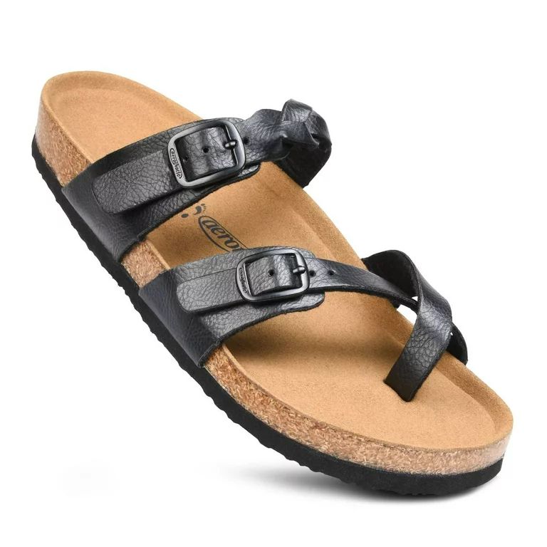 Aerothotic Women's Irenic Soft Footbed Strappy Slide Sandals - Walmart.com | Walmart (US)