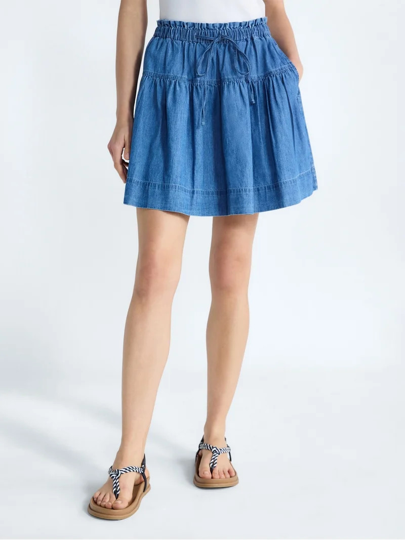 Free Assembly Women's Tiered Denim Mini Skirt, Sizes XS-XXL | Walmart (US)