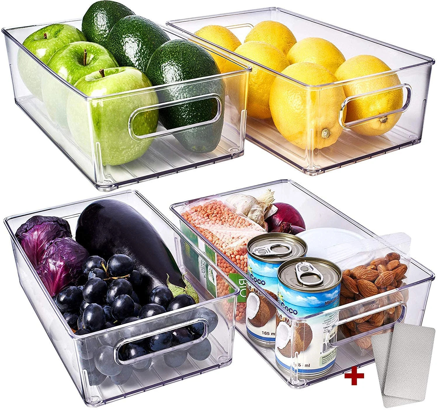 Fullstar Fridge Organizer Bins 4 Pack - Non-Slip, BPA Free - Refrigerator and Freezer Bins | Walmart (US)