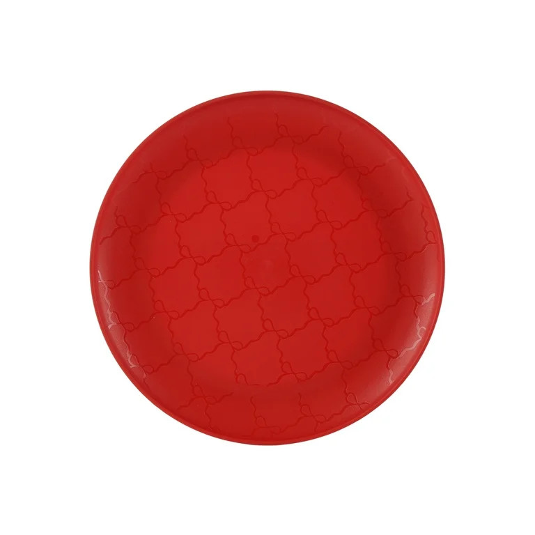 Mainstays 10.5 inch Round Plastic Etched Bow Plate, Red | Walmart (US)