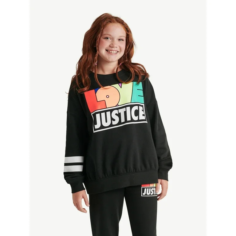 Justice Girls Graphic Armstripe Crewneck Sweatshirt, Sizes XS-XL & Plus | Walmart (US)