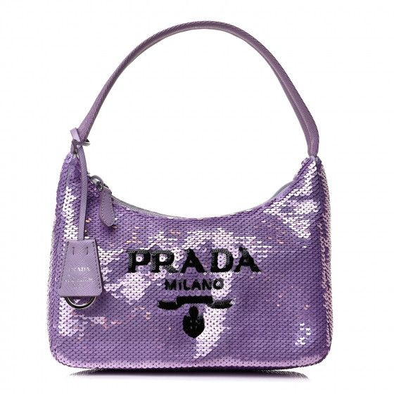 PRADA Paillettes Sequin Mini Re-Edition 2000 Bag Lilium Black | Fashionphile