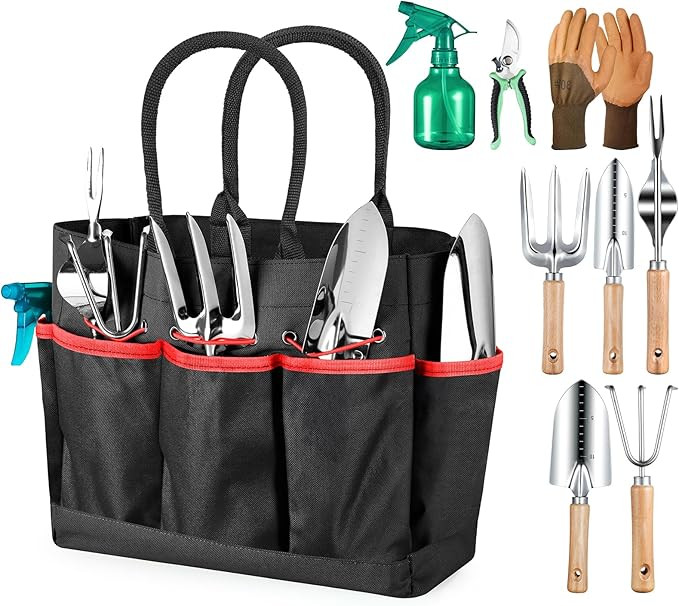 Grenebo Garden Tools 9-Piece Heavy Duty Gardening Hand Tools with Fashion and Durable Garden Tool... | Amazon (US)