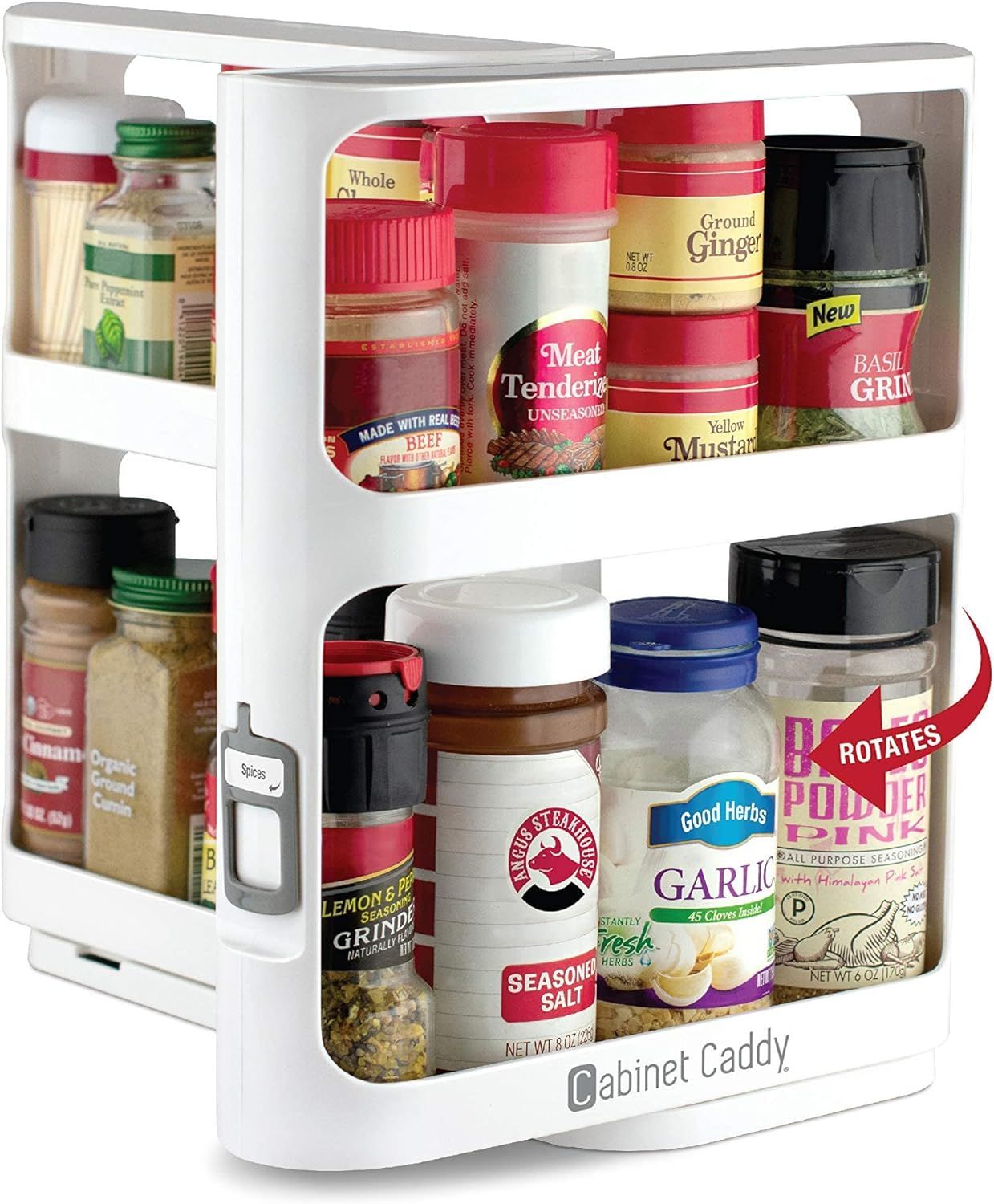 Cabinet Caddy (White) | Pull-and-Rotate Spice Rack Organizer | 2 Double-Decker Shelves | Modular ... | Amazon (US)