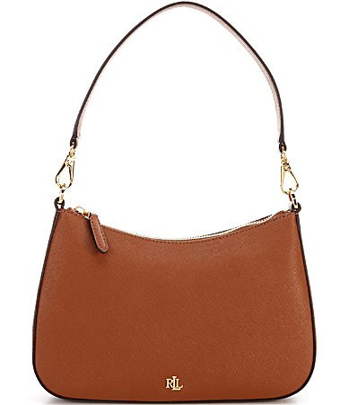 Lauren Ralph Lauren Danni 26 Medium Crosshatch Leather Shoulder Bag - Lauren Tan | Dillard's