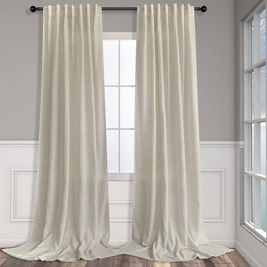 Flax Linen Curtains 84 Inch Length for Bedroom 2 Panels Back Tab Pocket Light Filtering Simple Ca... | Amazon (US)