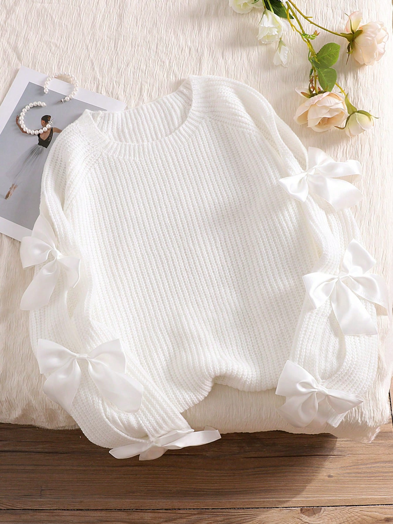 SHEIN Cosyjoi Plus Size Loose Knit Sweater With Hollow Butterfly Tie Decor, Cute Fall Pullover In... | SHEIN