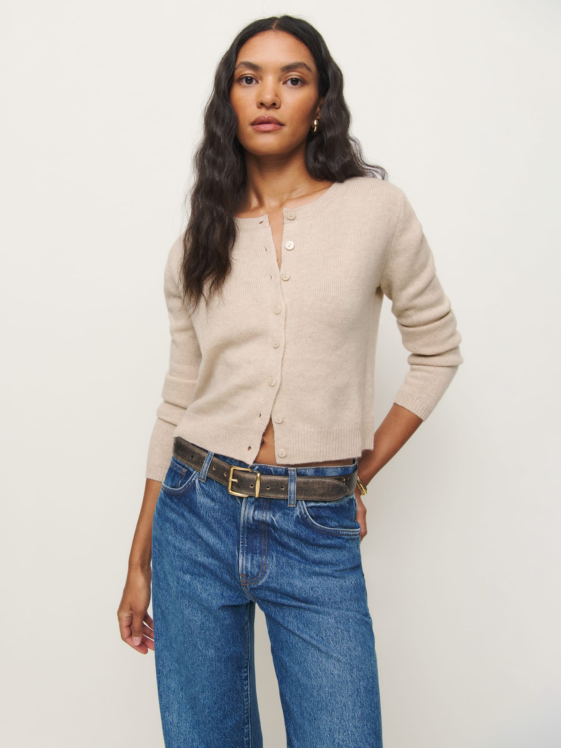 Clara Cashmere Crew Cardigan | Reformation (Global)