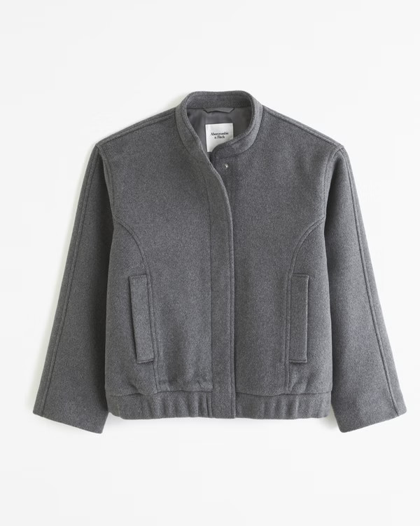 Women's Wool-Blend Bomber Jacket | Women's New Arrivals | Abercrombie.com | Abercrombie & Fitch (US)