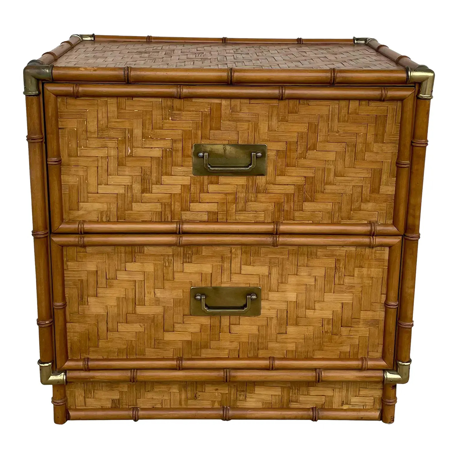 1980's Faux Bamboo Nightstand by Dixie | Chairish