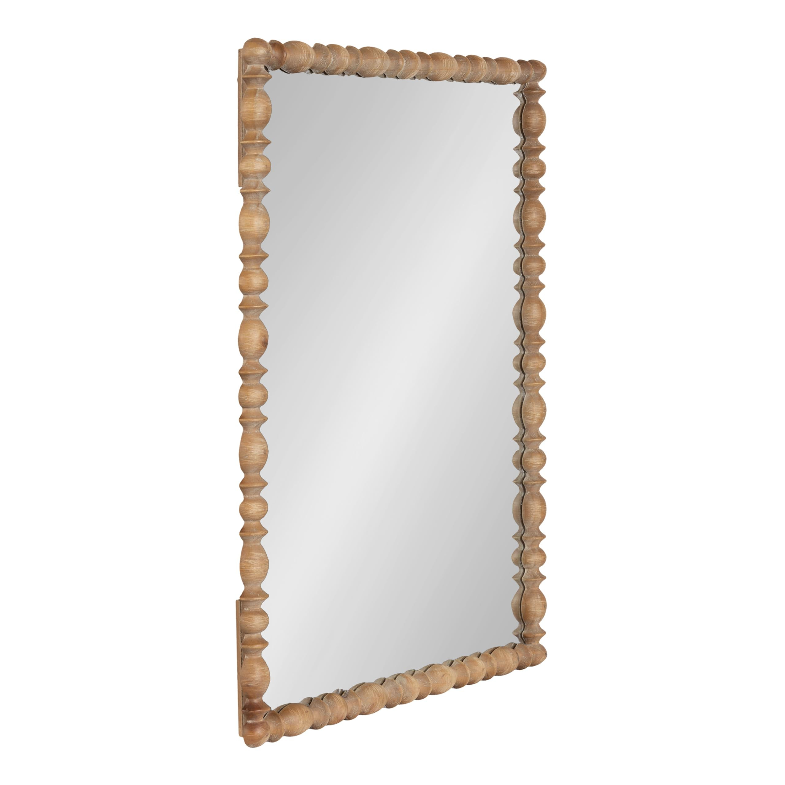 Kate and Laurel Prindle Turned Wood Beaded Rectangle Mirror, 23 x 34, Hazelnut, Vintage Coastal R... | Amazon (US)