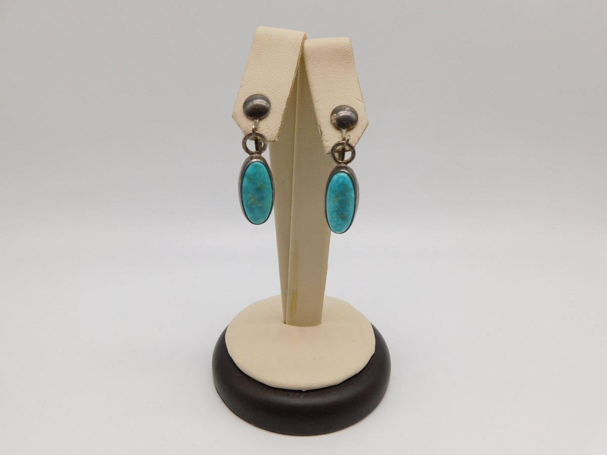 NATIVE AMERICAN INDIAN STERLING SILVER TURQUOISE STONE EARRINGS | eBay US