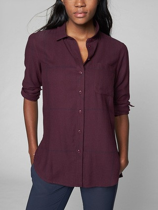 Athleta Womens Heat Gen Flannel Cassis/ Navy Size S | Athleta
