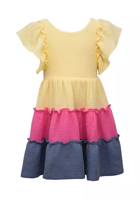 Girls 4-6x Color Block Gauze Dress | Belk