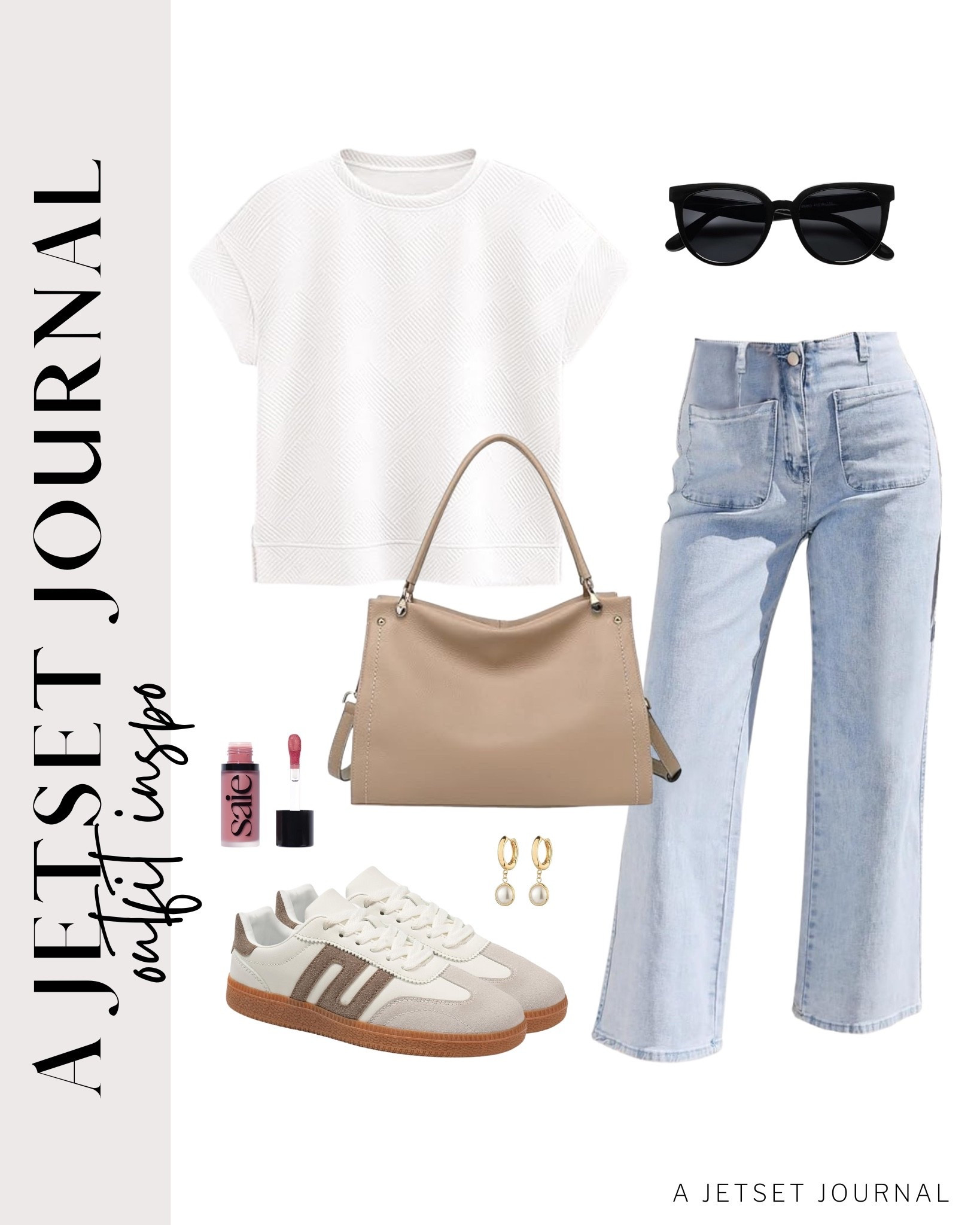 Add a cute purse and stylish earrings to this shirt-and-jeans combo for a casual yet put-together outfit idea!
stylish sunglasses, casual look, vacation style, summer fashion, makeup must have, airport outfit, beauty favorite, summer outfit idea, functional bag, gold earrings, amazon fashion, affordable style, wardrobe capsule

#LTKSeasonal #LTKStyleTip #LTKU