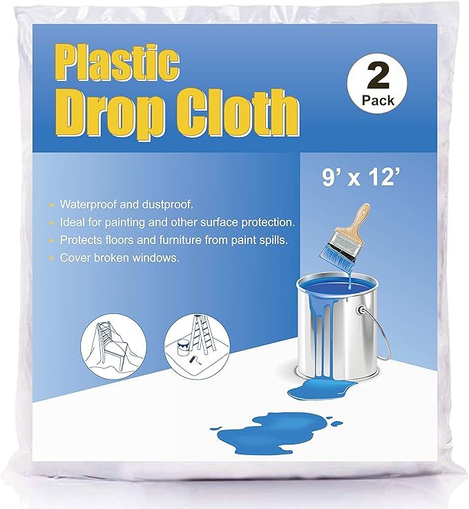 Plastic Drop Cloth for Painting and Surface Protection, Plastic Tarp Plastic Sheeting for Furnitu... | Amazon (US)