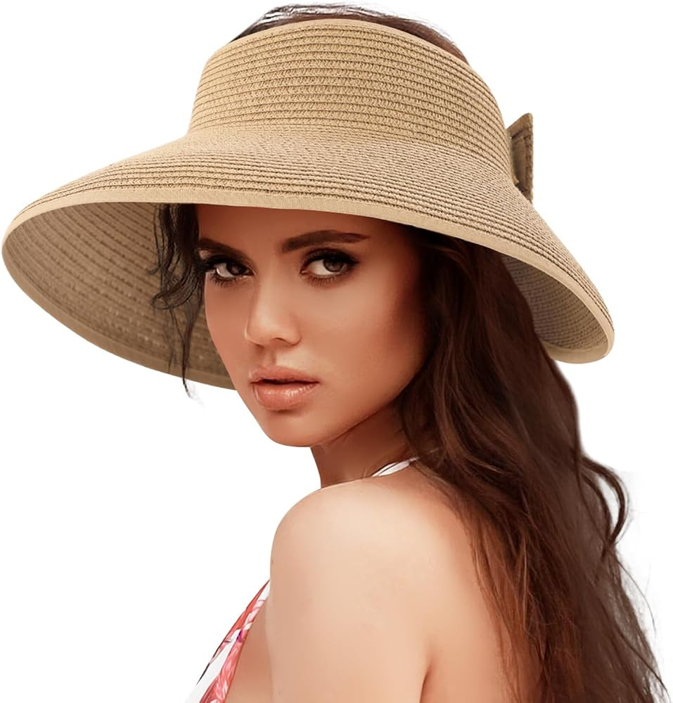Beach Hat for Women, Wide Brim Sun Straw Hat for Women, Sun Hat Womens UPF 50+ UV Protection, Flo... | Amazon (US)
