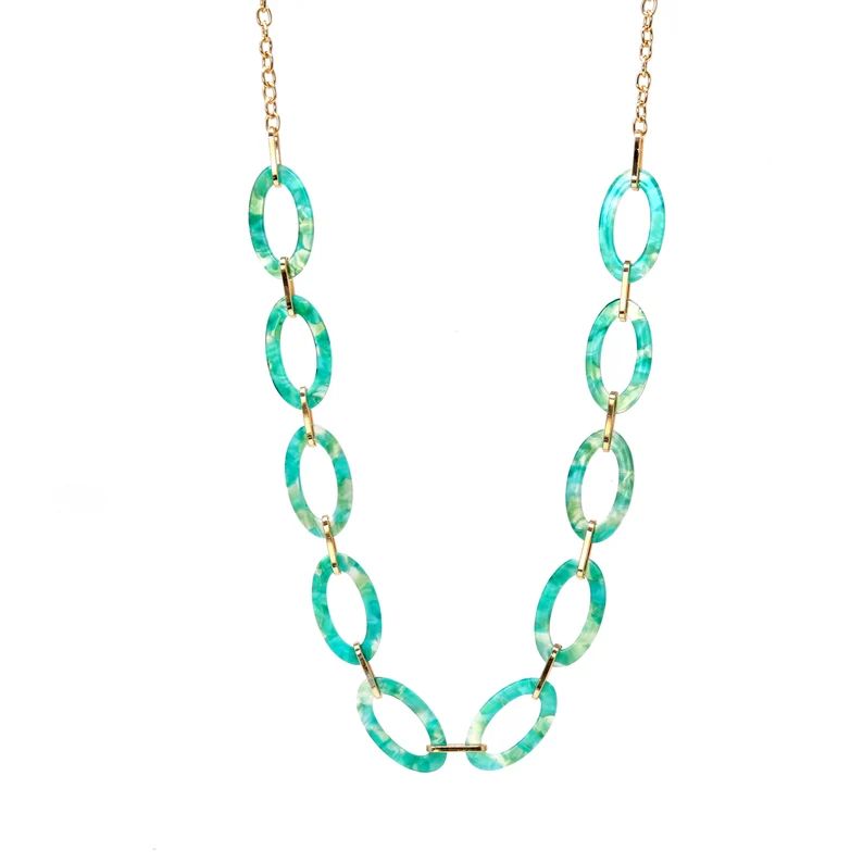 Chain Link Necklace, Resin Link Necklace, Green, Statement Long Necklace, Bib Necklace, Modern Ne... | Etsy (US)