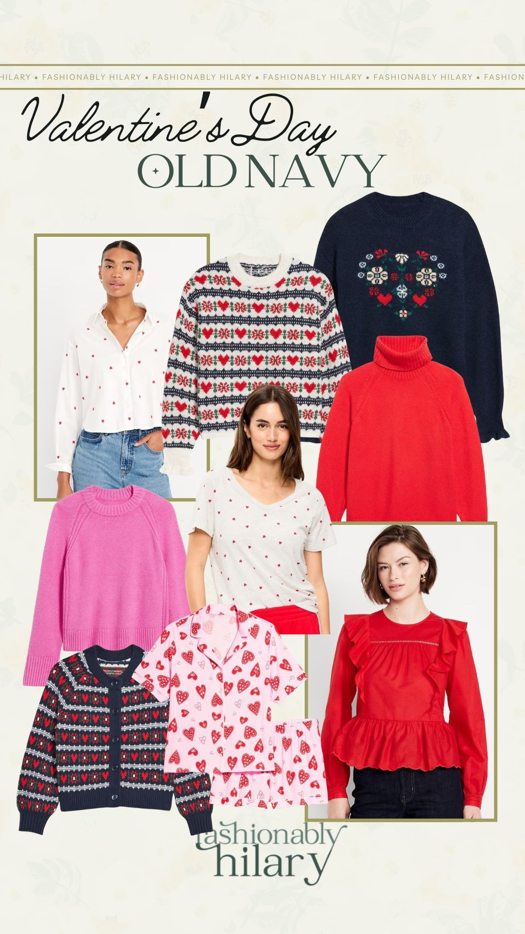 Old Navy has the cutest Valentine’s Day tops right now. I am loving the gorgeous sweaters with the cutest prints and the tiny hearts on the button up and t-shirt are adorable. The solid colored tops are absolutely stunning as well! 
Valentine’s Day outfit inspo, Valentine’s Day sweaters 

#LTKSeasonal #LTKFindsUnder50 #LTKMidsize
