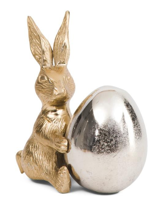 Bunny Holding Egg Figurine | TJ Maxx