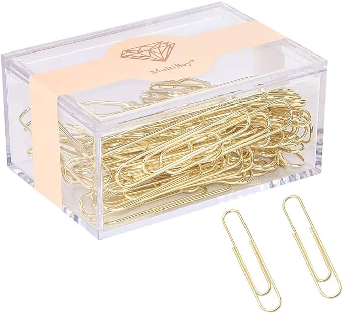 Gold Large Paper Clips 2 Inches Paper Document Organizer Metal Jumbo Bookmark in Acrylic Holder D... | Amazon (US)