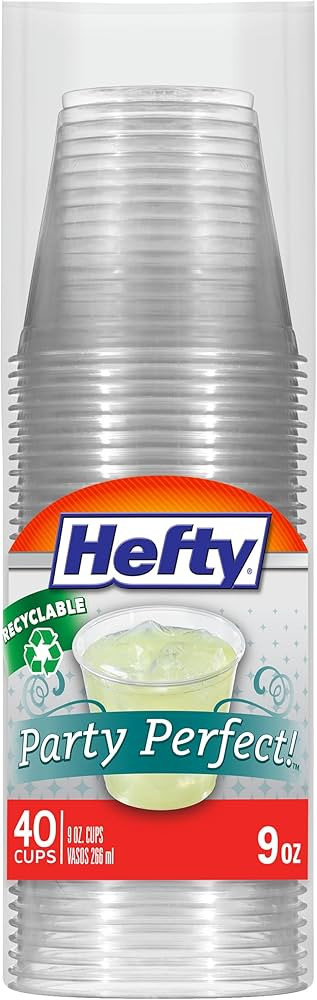 Hefty Deluxe Clear Plastic Party Cups (9 Ounce, 40 Count) | Amazon (US)