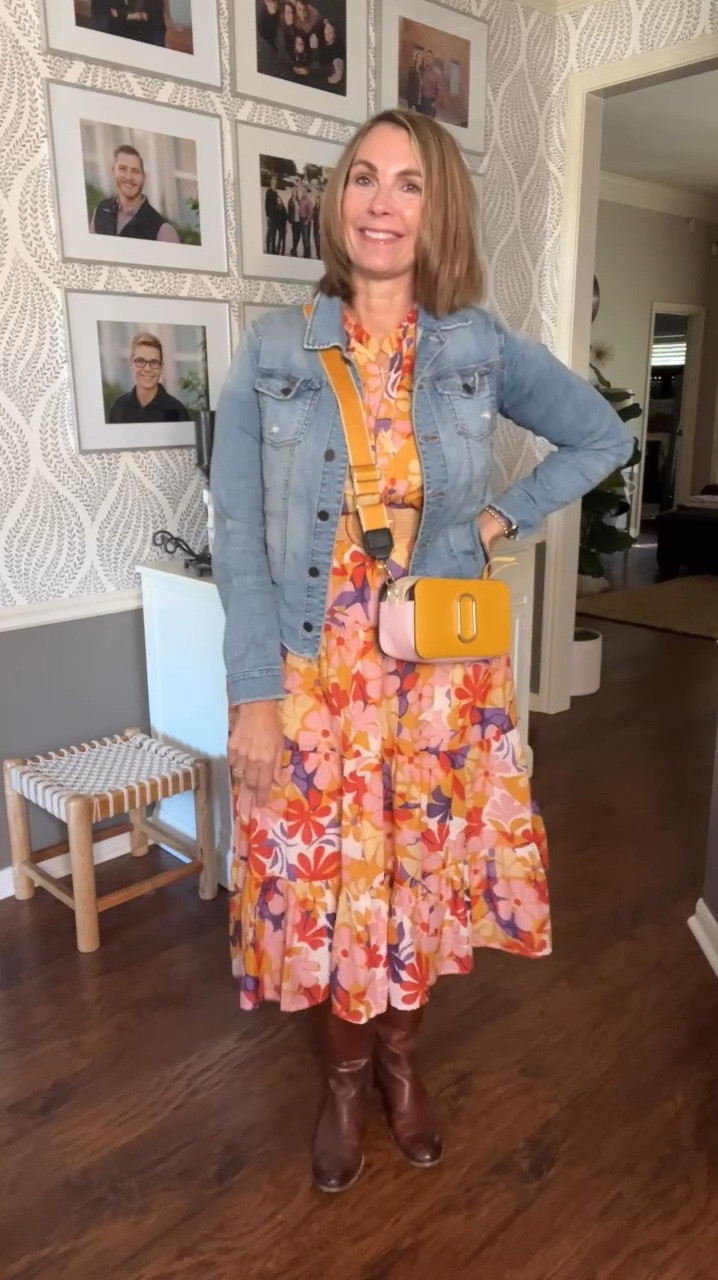 A denim jacket and boots are the perfect transition pieces! I love this dress for fall 
Use code SHELLY15

Midlife influencer 

#LTKOver40 #LTKMidsize #LTKStyleTip
