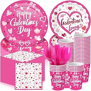 Havawish 192 Pcs Galentine's Day Plates and Napkins Party Supplies Galentine's Day Heart Disposab... | Amazon (US)