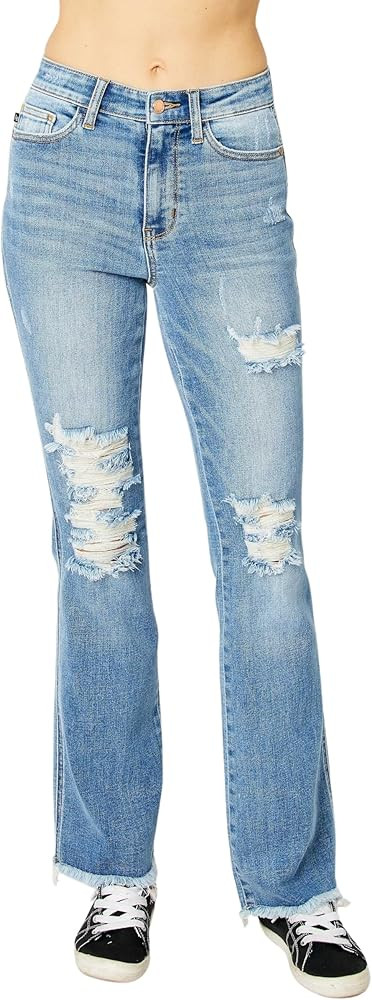 Judy Blue Women's High Waist Frayed Hem Bootcut Jeans | Amazon (US)