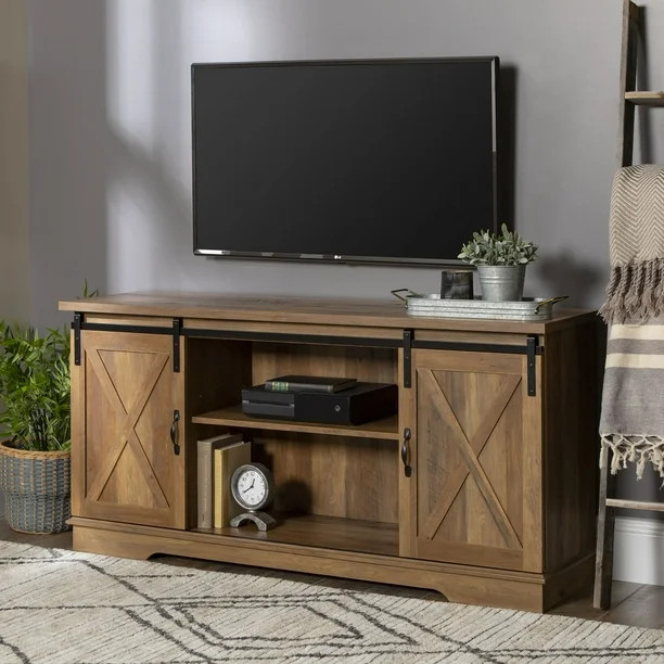 Manor Park Barn Door TV Stand for TVs up to 65", Reclaimed Barnwood | Walmart (US)