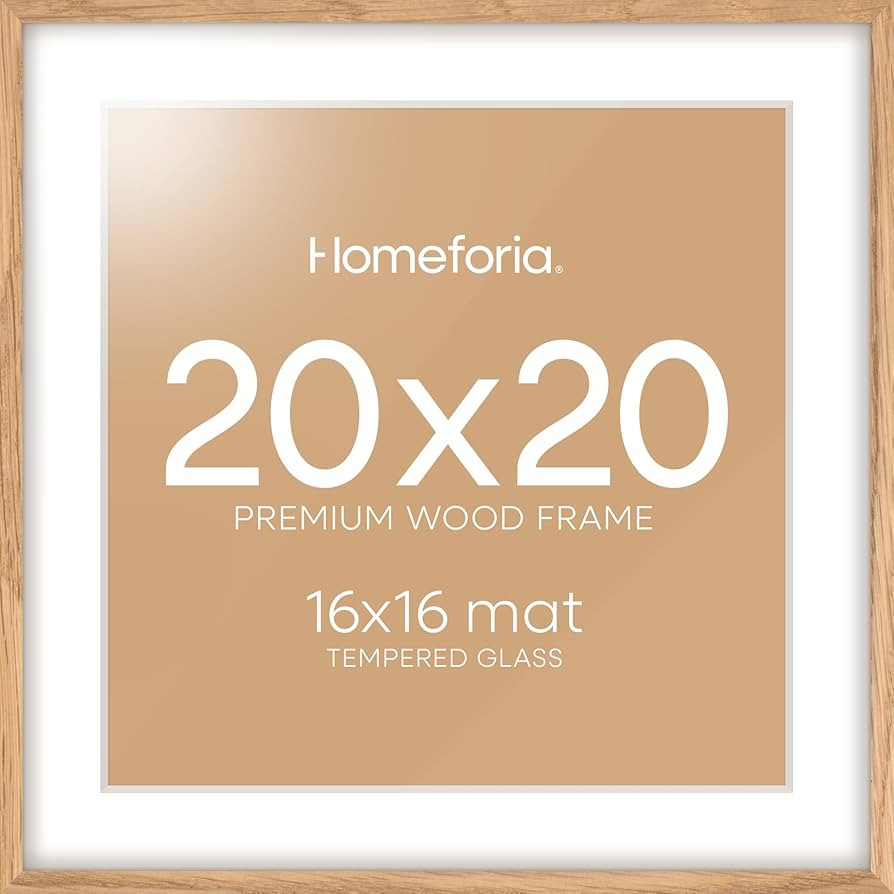 Homeforia 20x20 Wood Picture Frame, High End Natural Oak 20 x 20 Square Light Wooden Frames with ... | Amazon (US)