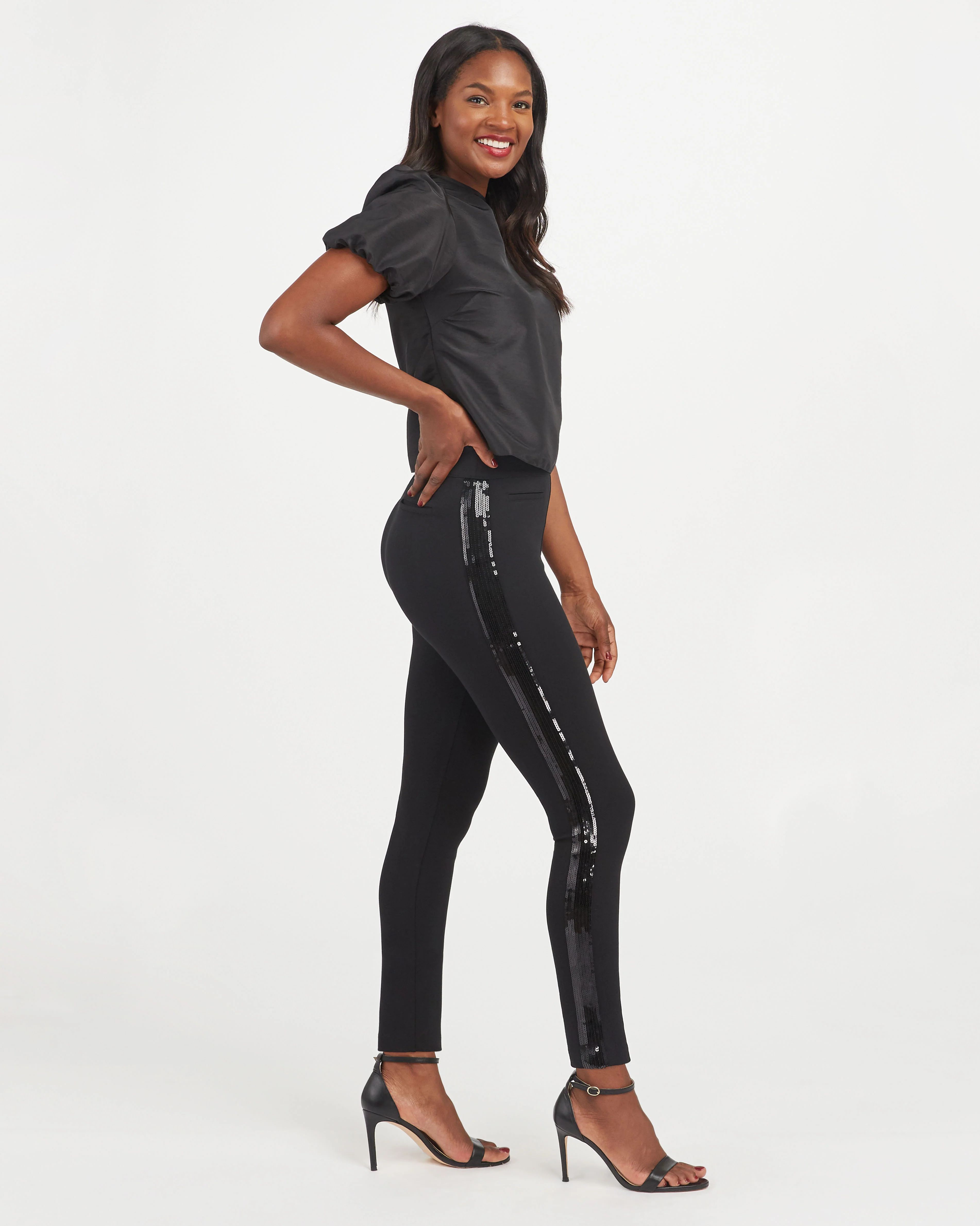 The Perfect Black Pant, Ankle Sequin Tuxedo Skinny | Spanx