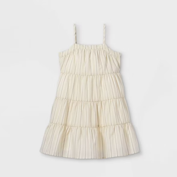 Toddler Girls' Striped Tiered Tank Dress - art class™ Ivory | Target