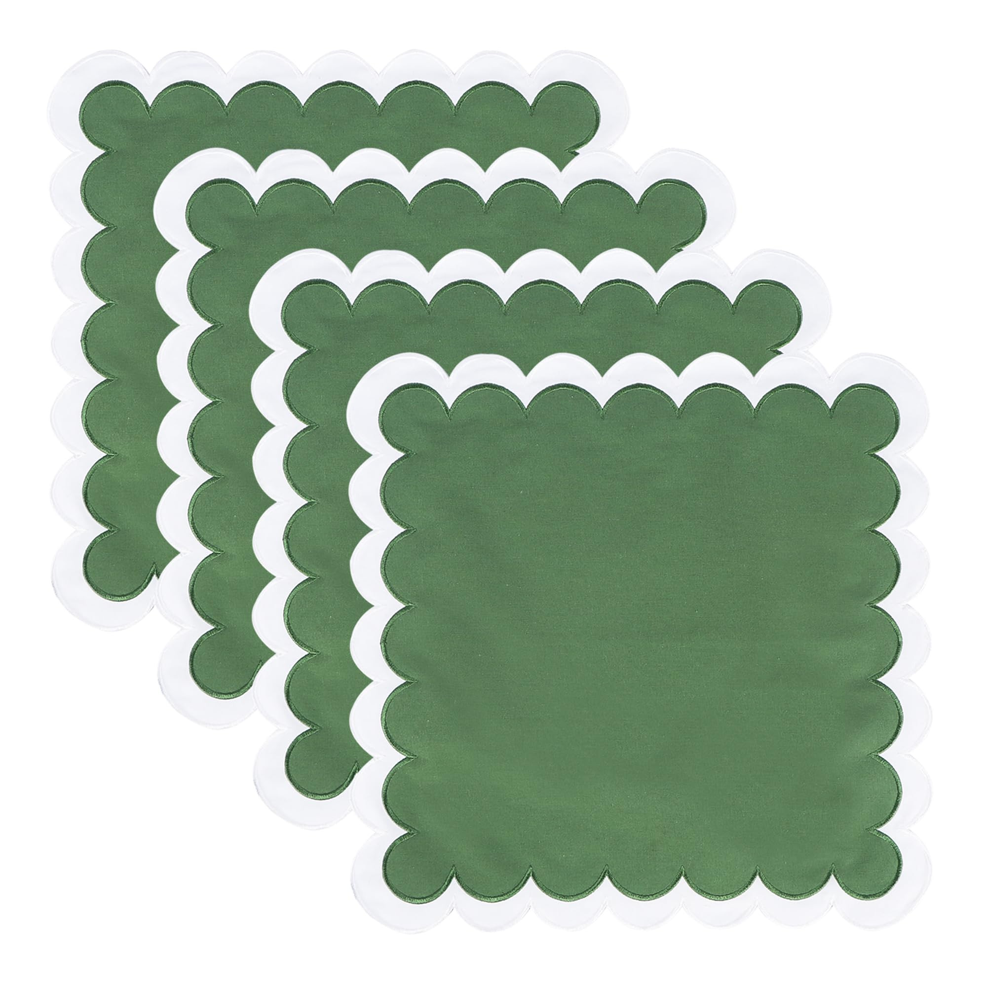 Scalloped Embroidery Cloth Napkins Set of 4 18"X18" Cotton Napkins for Potluck Party Wedding Tabl... | Amazon (US)