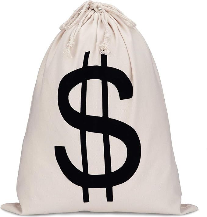 Boao 19.7 x 15.8 Inch Money Bag Dollar Sign Bag Money Drawstring Canvas Bag with Dollar Symbol fo... | Amazon (US)