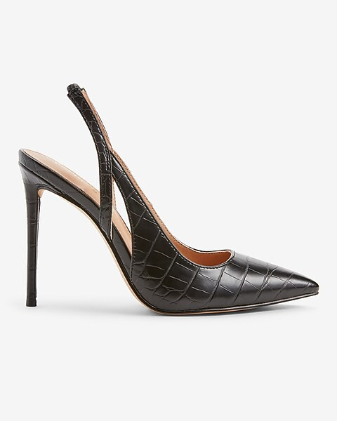 Croc-Embossed Cutout Slingback Pumps | Express