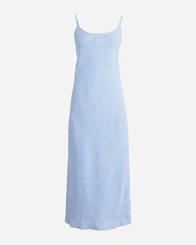 Gwyneth slip dress in blue gingham linen | J.Crew US