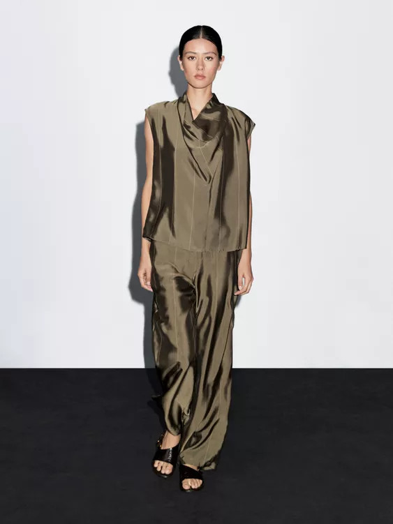 Flowing trousers with striped details | Zara US