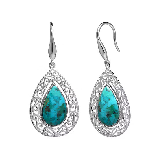 Enhanced Turquoise Filigree Sterling Silver Teardrop Earrings | JCPenney