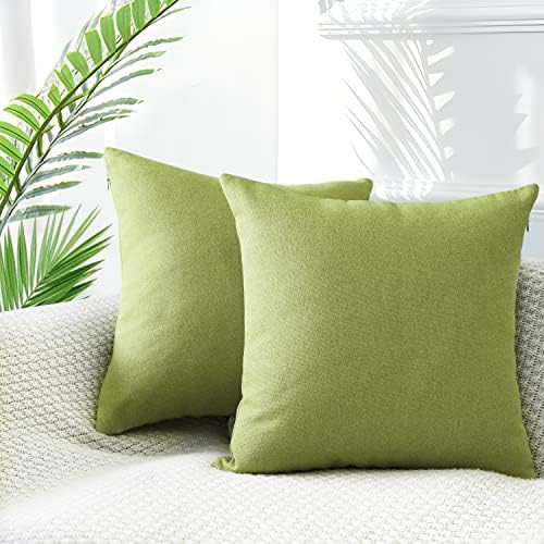 MEKAJUS Set of 2 Throw Pillow Covers 18x18 Pear Green Linen Pillow Covers Soft Square Cushion Case D | Amazon (US)
