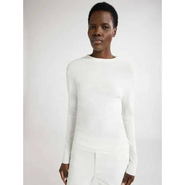 Scoop Woman's Slim Funnel Neck Sweater, Lightweight, Sizes XS-XXL | Walmart (US)